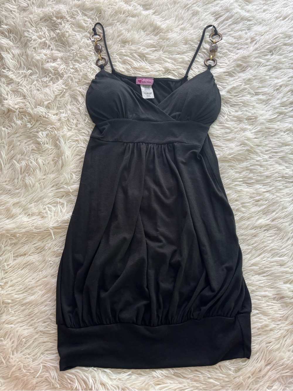 Tres Bien Black Slip Dress with Ring-Accent Straps